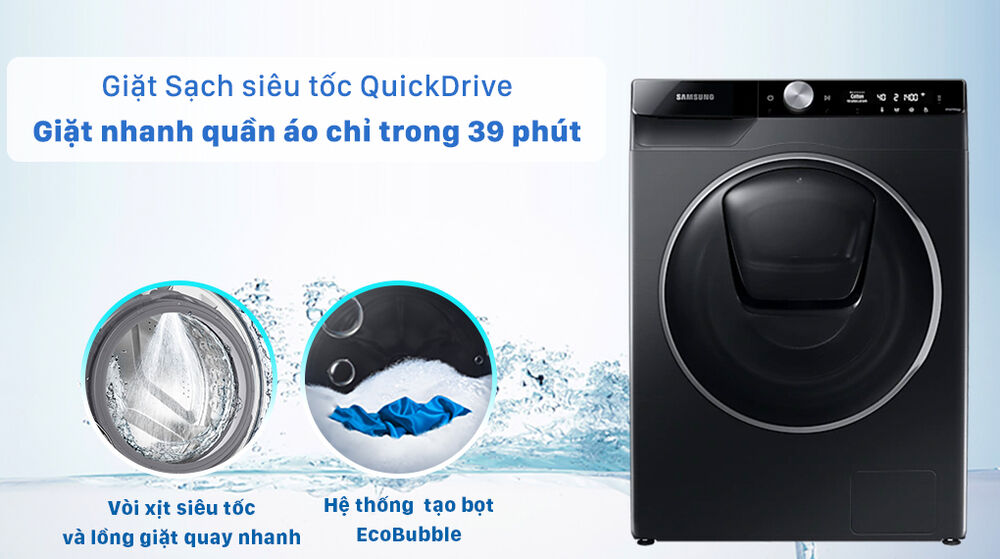 máy giặt samsung ww10tp54dsb/sv - giặt nhanh 39 phút