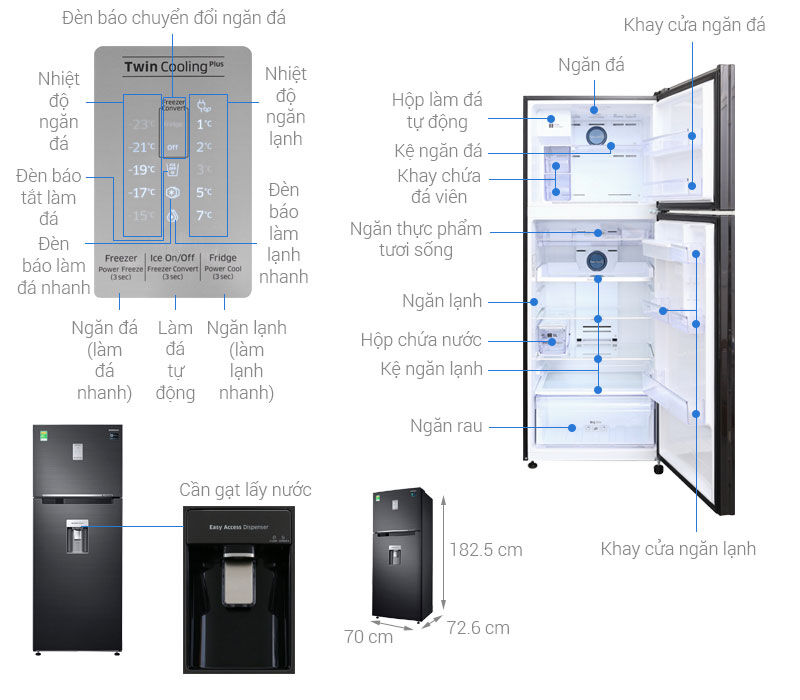tủ lạnh samsung inverter 451 lít rt46k6885bs/sv