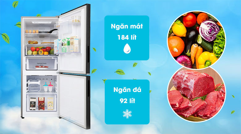 tủ lạnh samsung inverter 276 lít rb27n4170bu/sv - dung tích