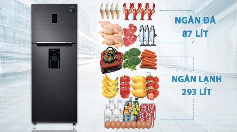 dung tích tủ lạnh samsung inverter 380 lít rt38k5982bs/sv