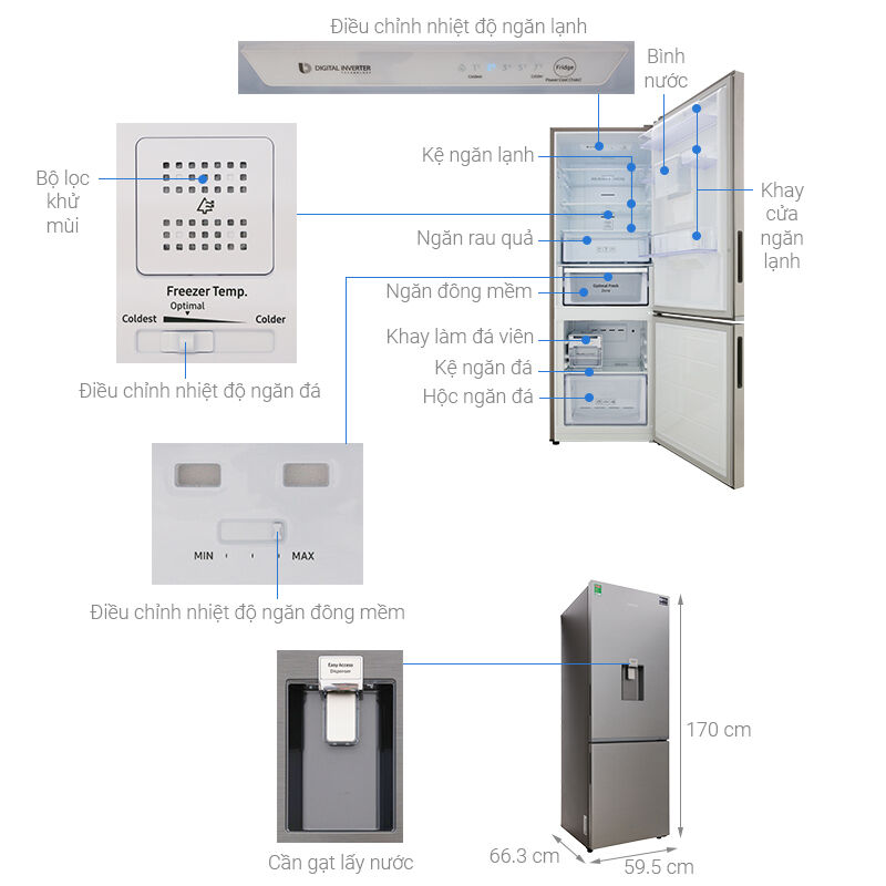 tủ lạnh samsung inverter 307 lít rb30n4170s8/sv