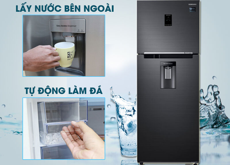 tính năng lấy nước ngoài và làm đá tự động tiện lợi - tủ lạnh samsung inverter 380 lít rt38k5982bs/sv