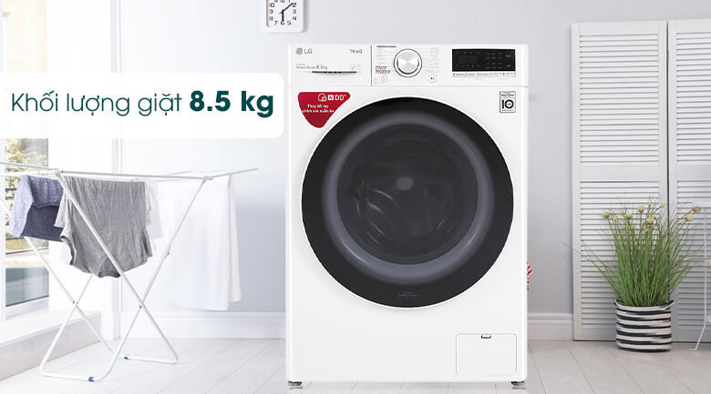 máy giặt lg inverter 8.5 kg fv1408s4w - khối lượng