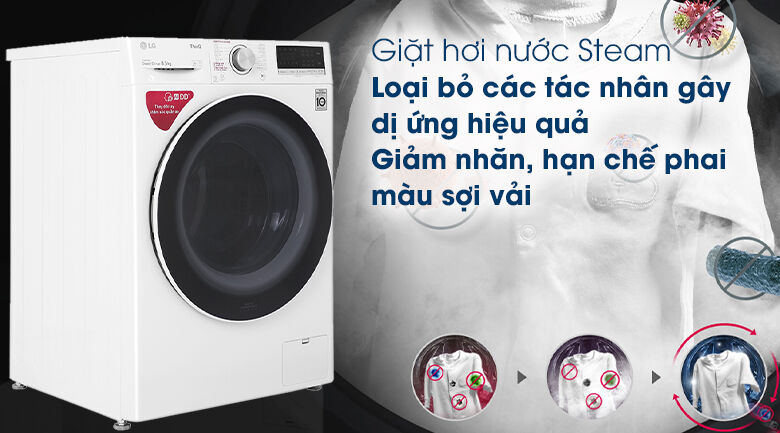 máy giặt lg inverter 8.5 kg fv1408s4w - giặt hơi nước steam