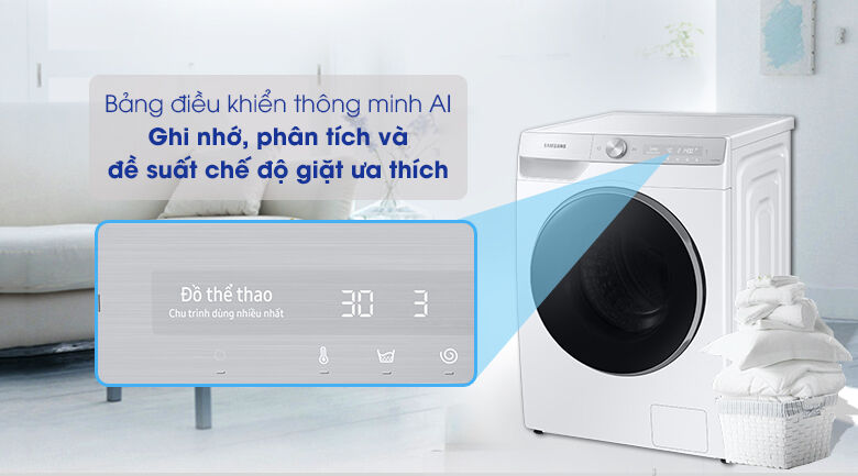 máy giặt samsung ww10tp44dsh/sv - bảng điều khiển thông minh