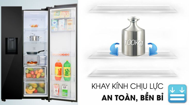 khay kệ kính chịu lực - tủ lạnh samsung inverter 617 lít rs64r53012c/sv