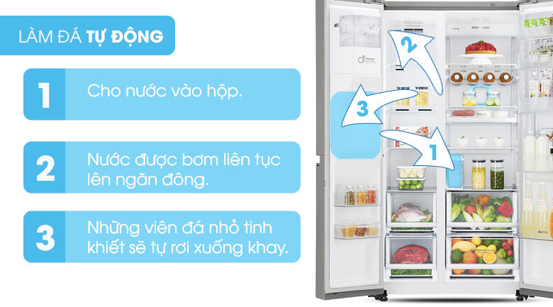 làm đá tự động - tủ lạnh samsung inverter 617 lít rs64r53012c/sv