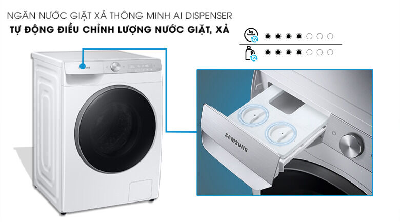 máy giặt samsung ww10tp44dsh/sv - hộp đựng bột giặt thông minh