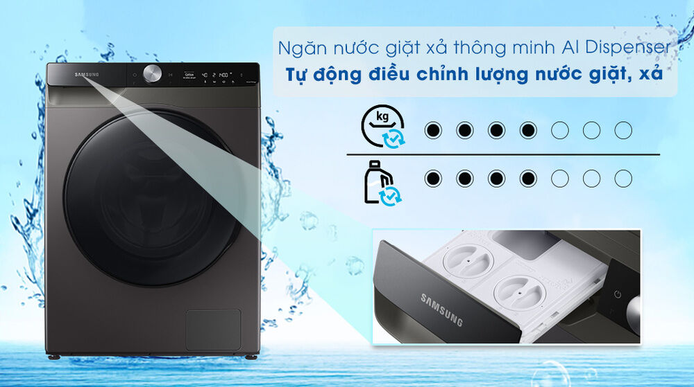 máy giặt sấy samsung 11kg wd11t734dbx/sv - ai dipenser