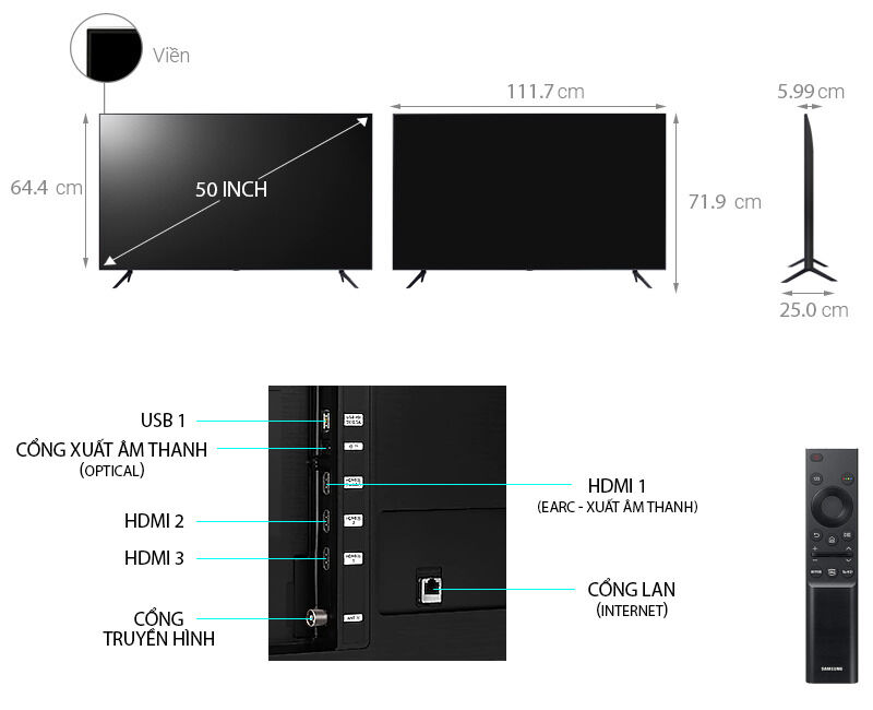 smart tivi samsung 4k 50 inch ua50au7700 crystal uhd 2021