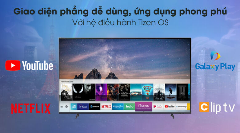 tizen os - smart tivi samsung 4k 60 inch ua60au8100
