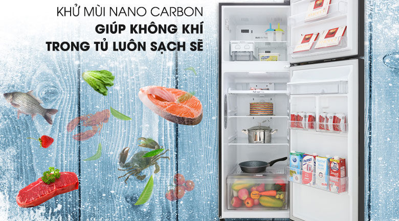 khử mùi nano carbon - tủ lạnh lg inverter 315 lít gn-d315bl