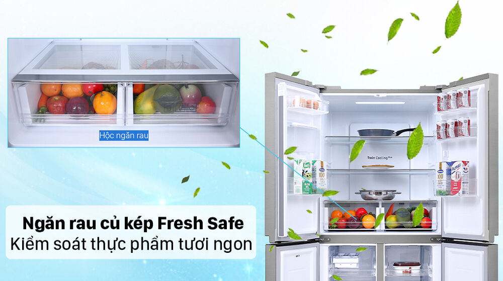 Tủ lạnh Samsung Inverter 488 lít RF48A4010M9/SV - Ngăn rau củ giữ ẩm tủ lạnh samsung inverter 488 lít rf48a4010m9/sv - ngăn rau củ giữ ẩm