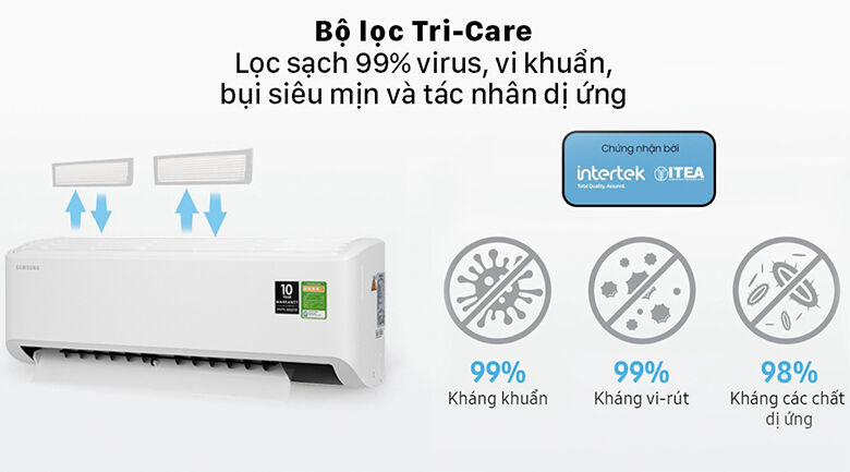 Máy lạnh Samsung Inverter 1.5 HP AR13TYHYCWKNSV - Bộ lọc Tri-Care máy lạnh samsung inverter 1.5 hp ar13tyhycwknsv - bộ lọc tri-care