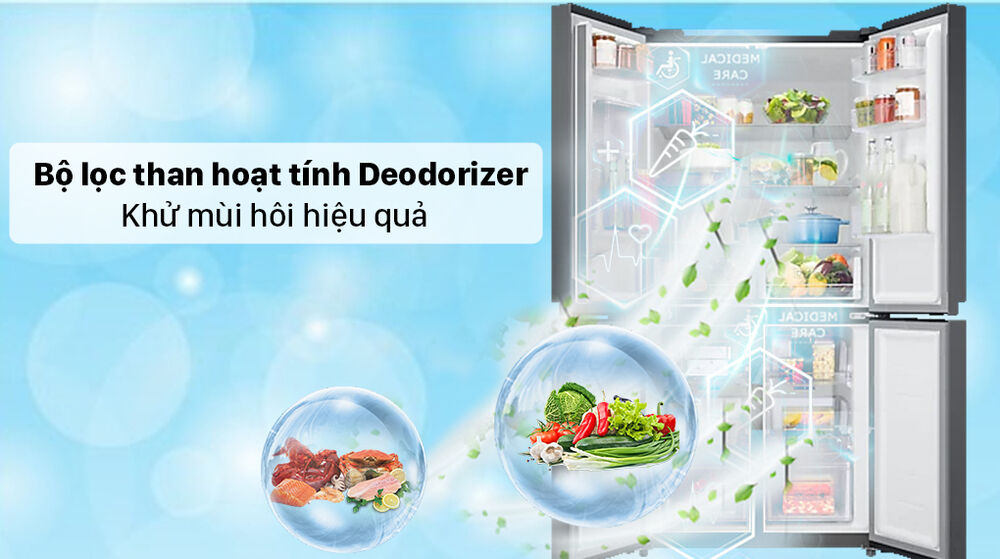 tủ lạnh samsung inverter 488 lít rf48a4010b4/sv - bộ lọc than hoạt tính deodorizer