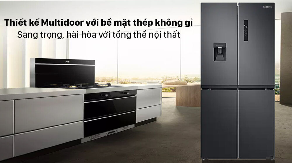 tủ lạnh samsung inverter 488 lít rf48a4010b4/sv - thiết kế 4 cửa sang trọng