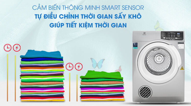 Cảm biến thông minh Smart Sensor - Máy sấy Electrolux 8 Kg EDV805JQSA cảm biến thông minh smart sensor - máy sấy electrolux 8 kg edv805jqsa