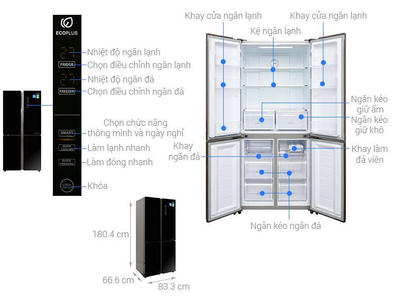 tủ lạnh aqua inverter 456 lít aqr-ig525am gb