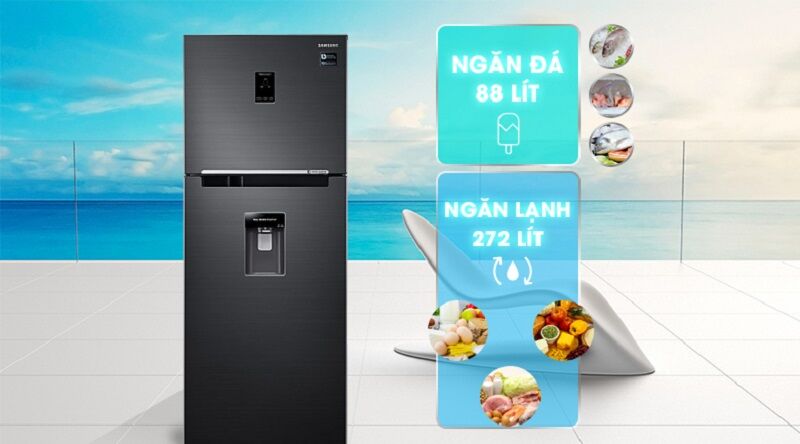 dung tích tủ lạnh lên đến 360 lít - tủ lạnh samsung inverter 360 lít rt35k5982bs/sv
