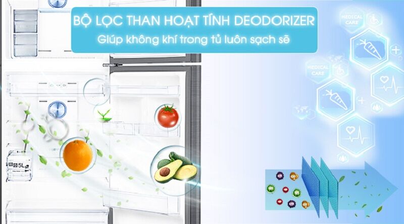 lọc sạch không khí với bộ lọc than hoạt tính deodorizer - tủ lạnh samsung inverter 360 lít rt35k5982bs/sv