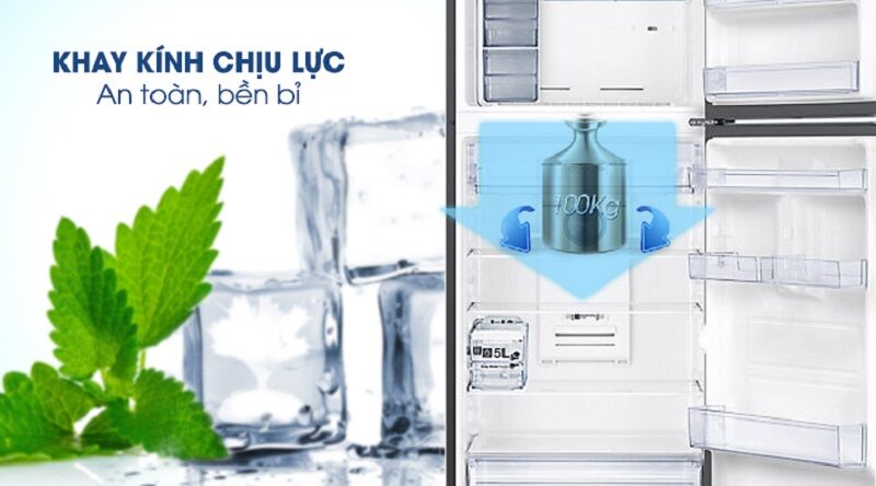 hoải mái tích trữ thực phẩm nhờ khay kính chịu lực cực tốt - tủ lạnh samsung inverter 360 lít rt35k5982bs/sv
