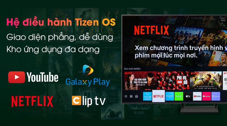 Smart Tivi QLED 4K 65 inch Samsung QA65Q65A - Hệ điều hành Tizen OS smart tivi qled 4k 65 inch samsung qa65q65a - hệ điều hành tizen os
