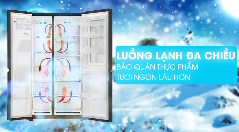 hệ thống làm lạnh đa chiều - tủ lạnh lg inverter instaview door-in-door 601 lít gr-x247mc