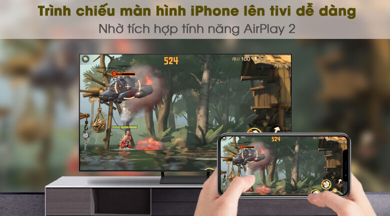 airplay 2 (thiết bị apple) và tap view (samsung) - smart tivi qled 4k 55 inch samsung qa55q65a