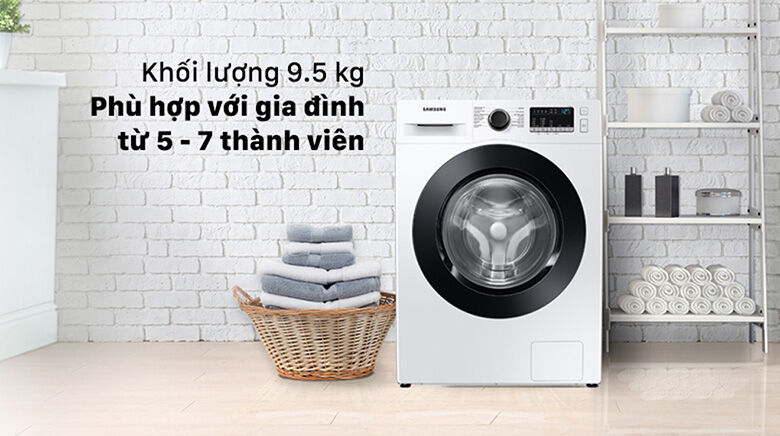 khối lượng giặt-máy giặt samsung inverter 9.5 kg ww95t4040ce/sv lồng ngang