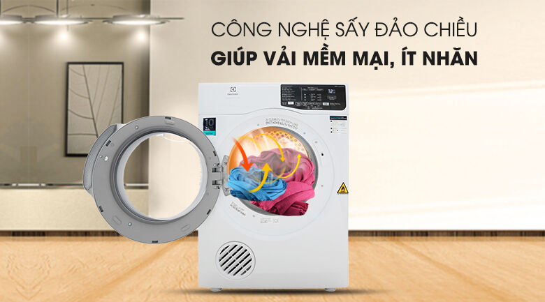 Chống rối, quần áo khô đều với công nghệ sấy đảo chiều - Máy sấy Electrolux 8 Kg EDV805JQWA chống rối, quần áo khô đều với công nghệ sấy đảo chiều - máy sấy electrolux 8 kg edv805jqwa
