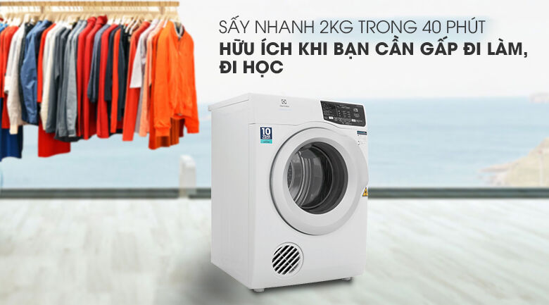 Chức năng sấy nhanh 40 phút - Máy sấy Electrolux 8 Kg EDV805JQWA chức năng sấy nhanh 40 phút - máy sấy electrolux 8 kg edv805jqwa