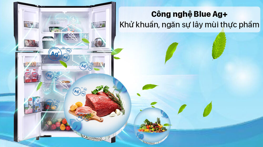 tủ lạnh panasonic inverter 550 lít nr-dz601vgkv - công nghệ blue ag+