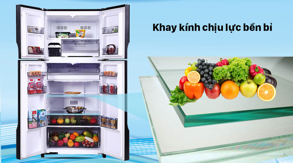 tủ lạnh panasonic inverter 550 lít nr-dz601vgkv - khay kính chịu lực