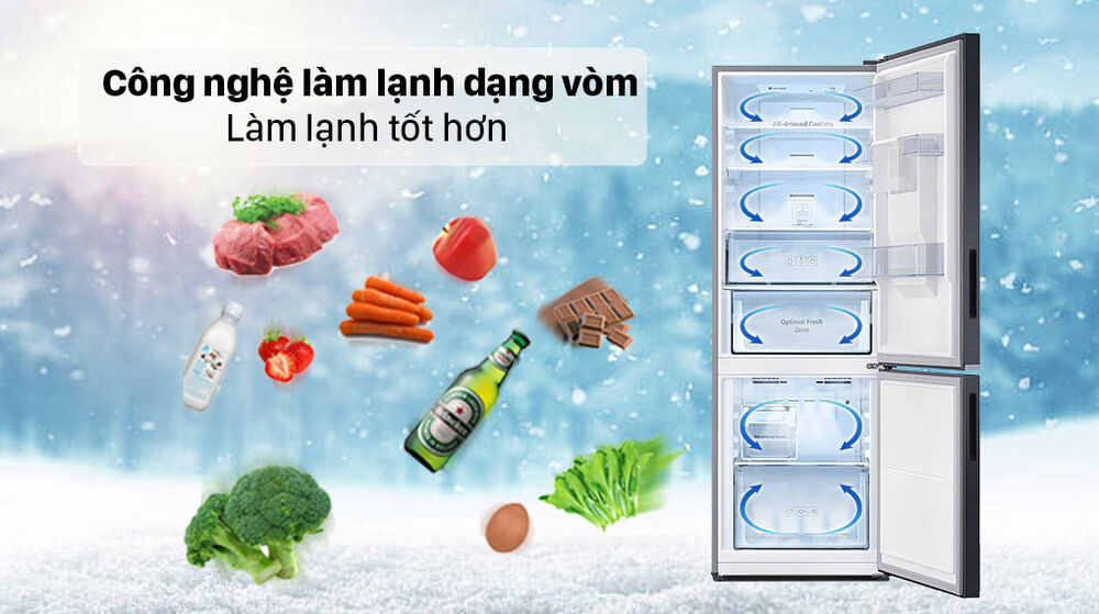 tủ lạnh samsung inverter 307 lít rb30n4190bu/sv - làm lạnh đồng đều