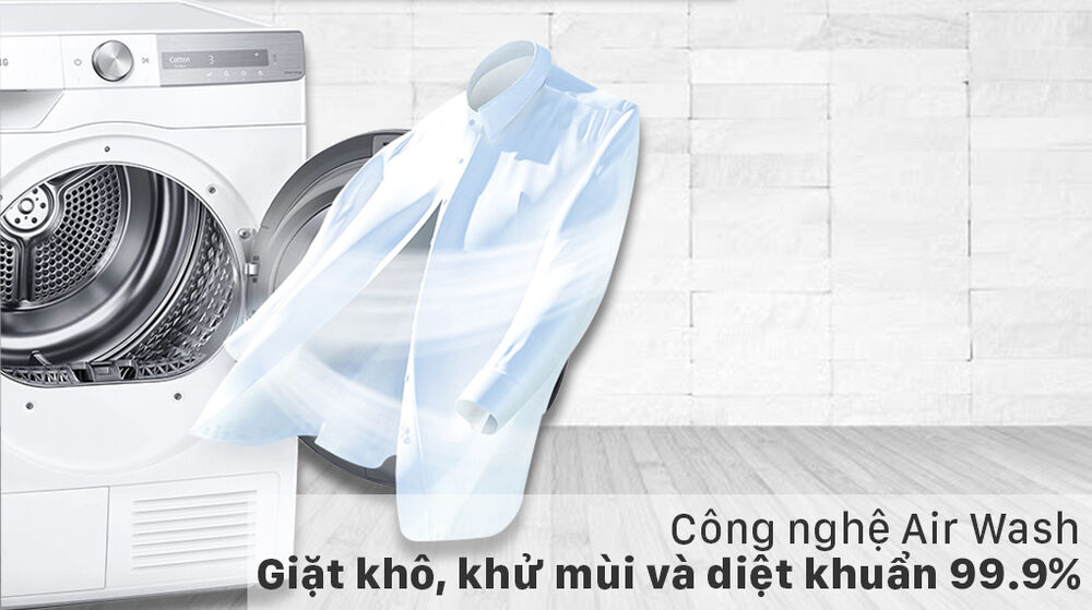 Máy sấy bơm nhiệt Samsung 9kg DV90T7240BH/SV - Air Wash máy sấy bơm nhiệt samsung 9kg dv90t7240bh/sv - air wash