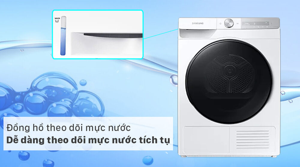Máy sấy bơm nhiệt Samsung 9kg DV90T7240BH/SV - Đồng hồ hiển thị mực nước máy sấy bơm nhiệt samsung 9kg dv90t7240bh/sv - đồng hồ hiển thị mực nước