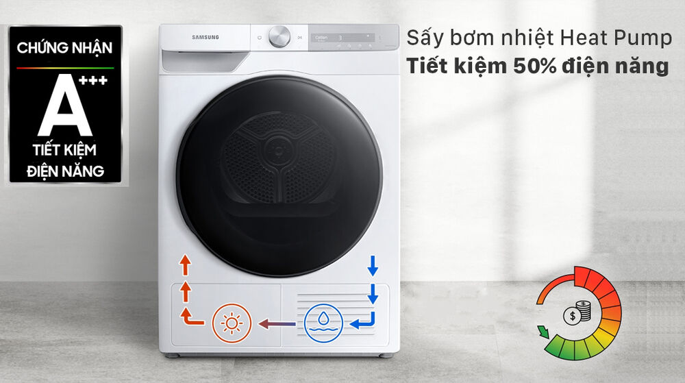 Máy sấy bơm nhiệt Samsung 9kg DV90T7240BH/SV - Heat Pump máy sấy bơm nhiệt samsung 9kg dv90t7240bh/sv - heat pump