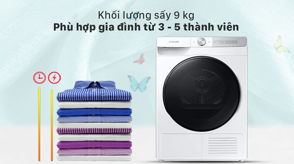Máy sấy bơm nhiệt Samsung 9kg DV90T7240BH/SV - Khối lượng sấy 9 kg máy sấy bơm nhiệt samsung 9kg dv90t7240bh/sv - khối lượng sấy 9 kg