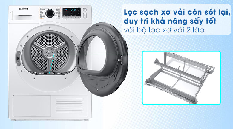 máy sấy samsung 9kg dv90ta240ae/sv - bộ lọc