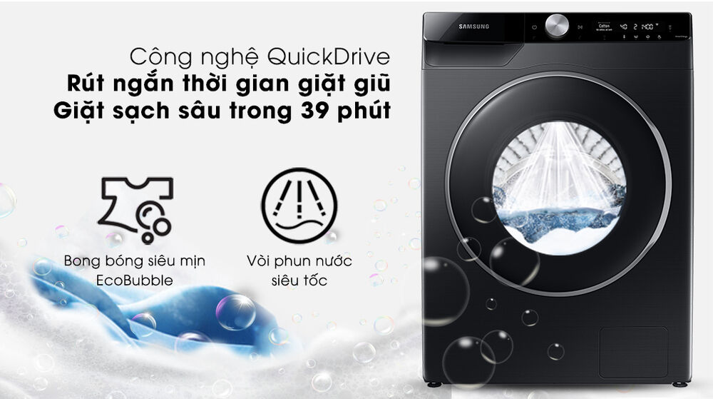 máy giặt samsung inverter 10kg ww10tp44dsb/sv-làm sạch sâu, rút ngắn thời gian giặt giũ nhờ công nghệ quickdrive