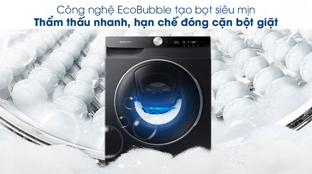 máy giặt samsung ai addwash inverter 12kg ww12tp94dsb/sv - giặt bong bóng ecobubble