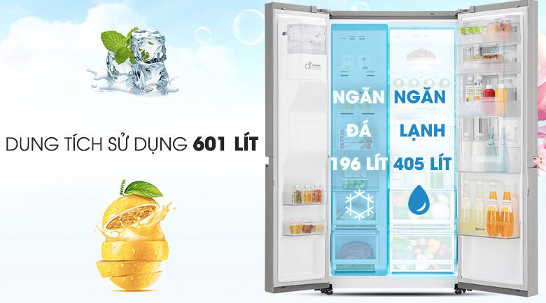 dung tích sử dụng 601 lít
