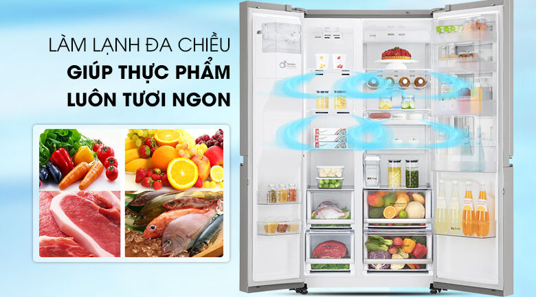 làm lạnh đa chiều - tủ lạnh lg inverter instaview door-in-door 601 lít gr-x247js