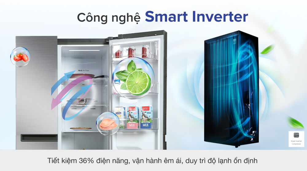 Tủ lạnh LG Inverter 649 Lít GR-B257JDS - Smart Inverter tủ lạnh lg inverter 649 lít gr-b257jds - smart inverter