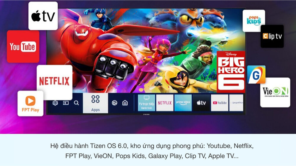 smart tivi samsung 4k 50 inch ua50au7200 - giao diện thân thiện, ứng dụng đa dạng trên hệ điều hành tizen os 6.0