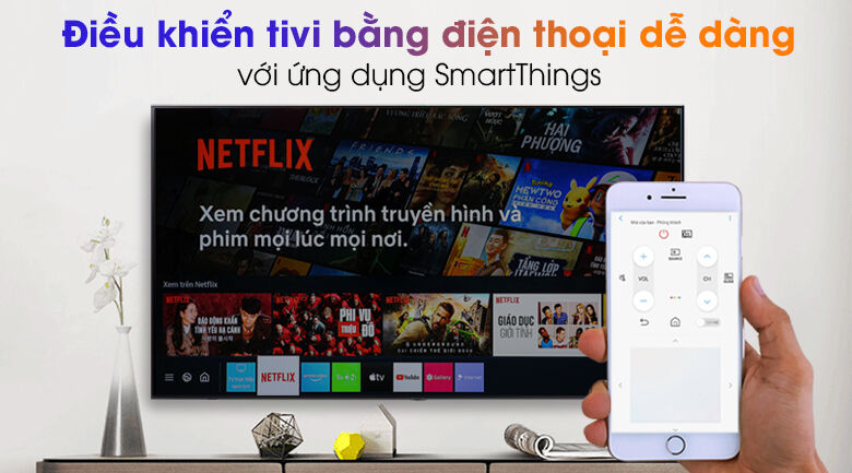 smart tivi samsung 4k 50 inch ua50au7200 - điều khiển tivi nhẹ nhàng qua điện thoại bằng ứng dụng smartthings thuận tiện