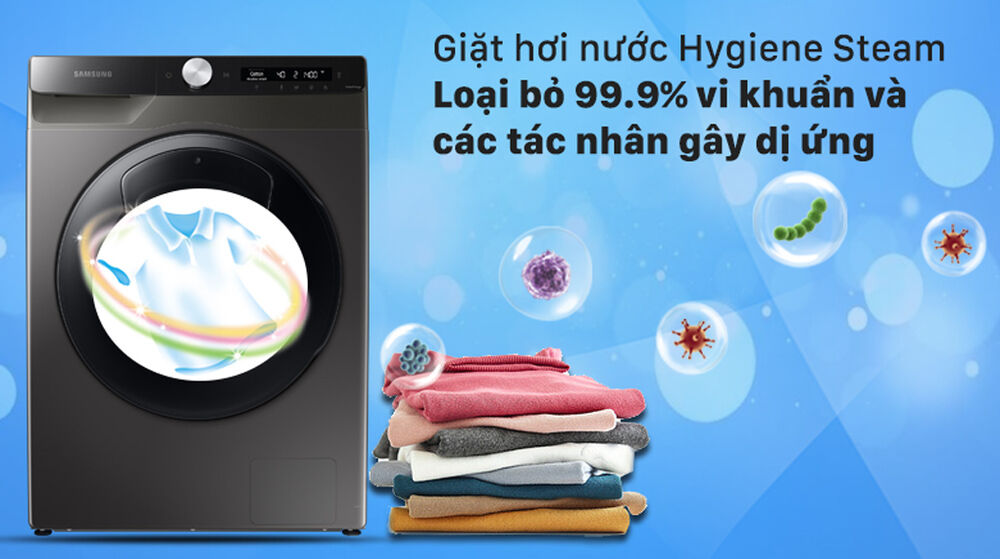 Máy giặt Samsung Inverter 8.5 kg WW85T554DAX/SV - Giặt hơi nước diệt khuẩn và các tác nhân gây dị ứng Hygiene Steam máy giặt samsung inverter 8.5 kg ww85t554dax/sv - giặt hơi nước diệt khuẩn và các tác nhân gây dị ứng hygiene steam