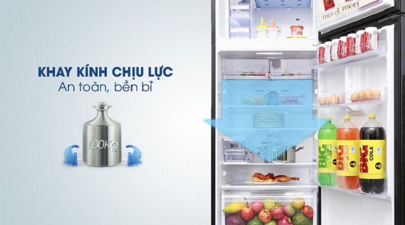 an tâm hơn với khay chứa làm từ kính chịu lực tốt - tủ lạnh samsung inverter 380 lít rt38k5982dx/sv