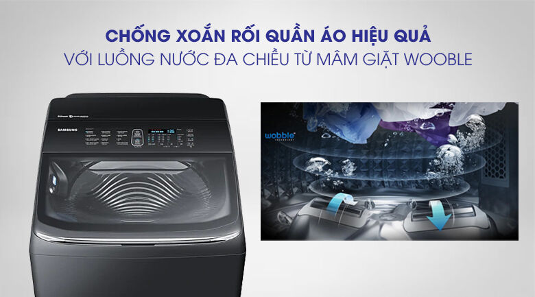 wobble -máy giặt samsung inverter 22 kg wa22r8870gv/sv