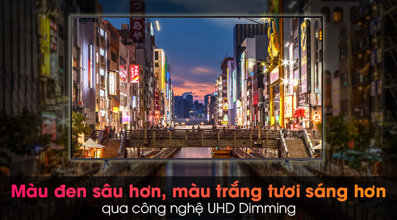 smart tivi samsung 4k 70 inch ua70au8100 - cho sắc đen sâu thẳm, sắc sáng tinh khiết hơn qua công nghệ uhd dimming